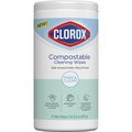 Clorox Free & Clear Compostable All Purpose Cleaning Wipes, White, Tub, 75 PK CLO32486